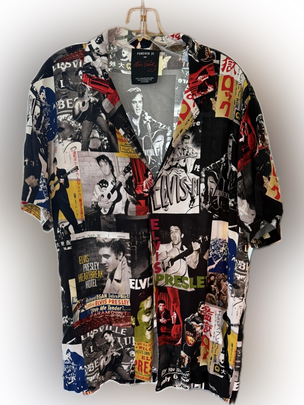 VINTAGE Forever 21  Elvis rayon shirt!  MEDIUM